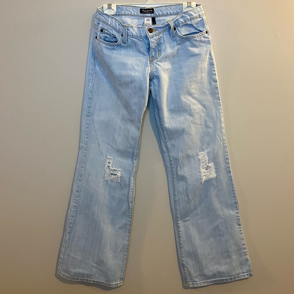 TRUCK women JEANS Size 5 100%cotton WIDE Straight Leg light blue faded